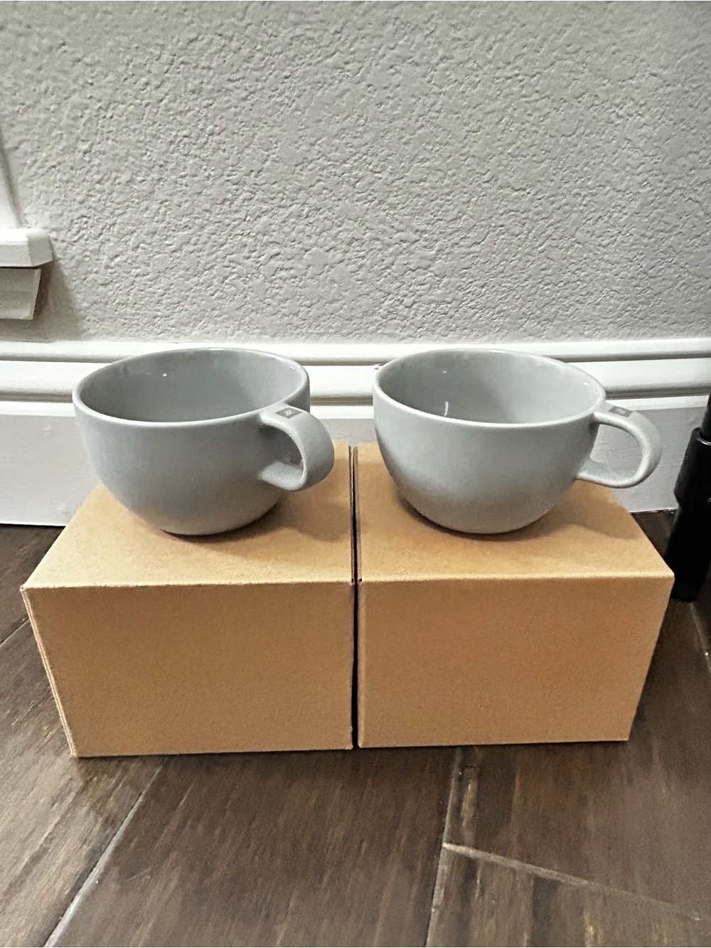 (2) Nespresso Barista Cappuccino Medium Cup With Handle Porcelain Gray READ